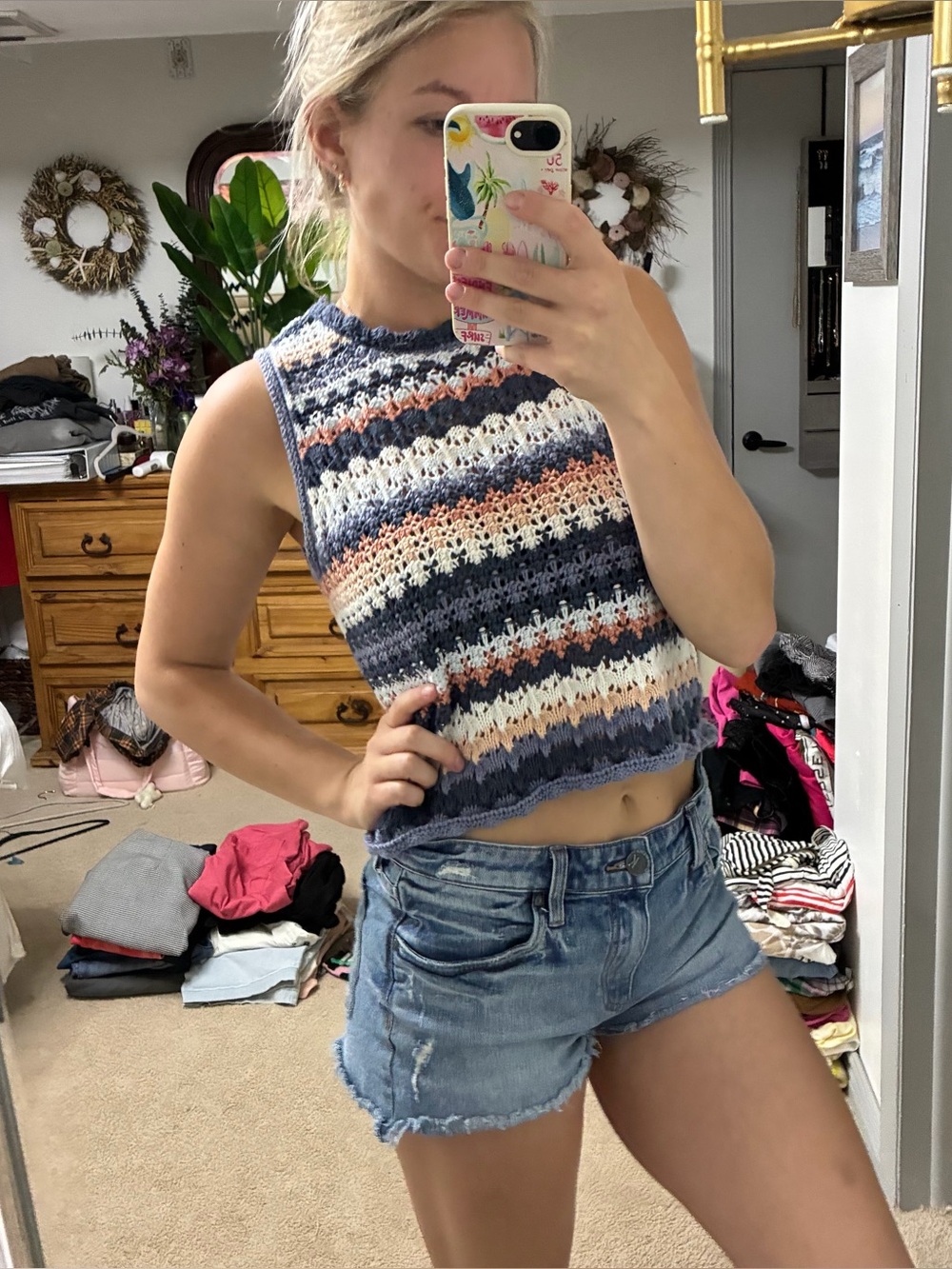 Universal Thread Crocheted Striped Tank Top